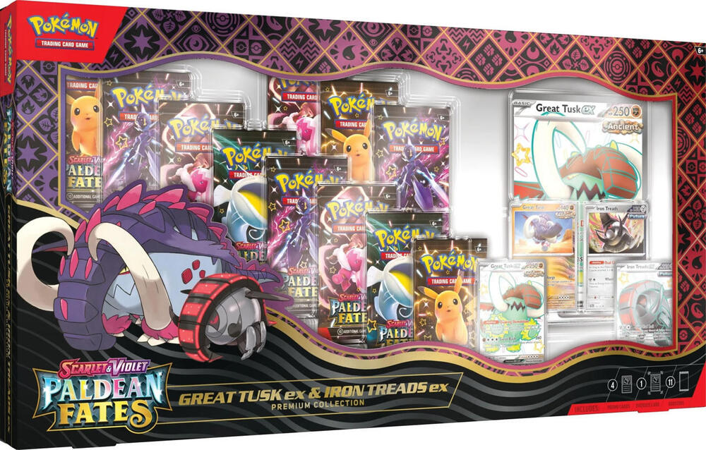 Pokemon Paldean Fates Great Tusk ex & Iron Treads ex Premium Collection